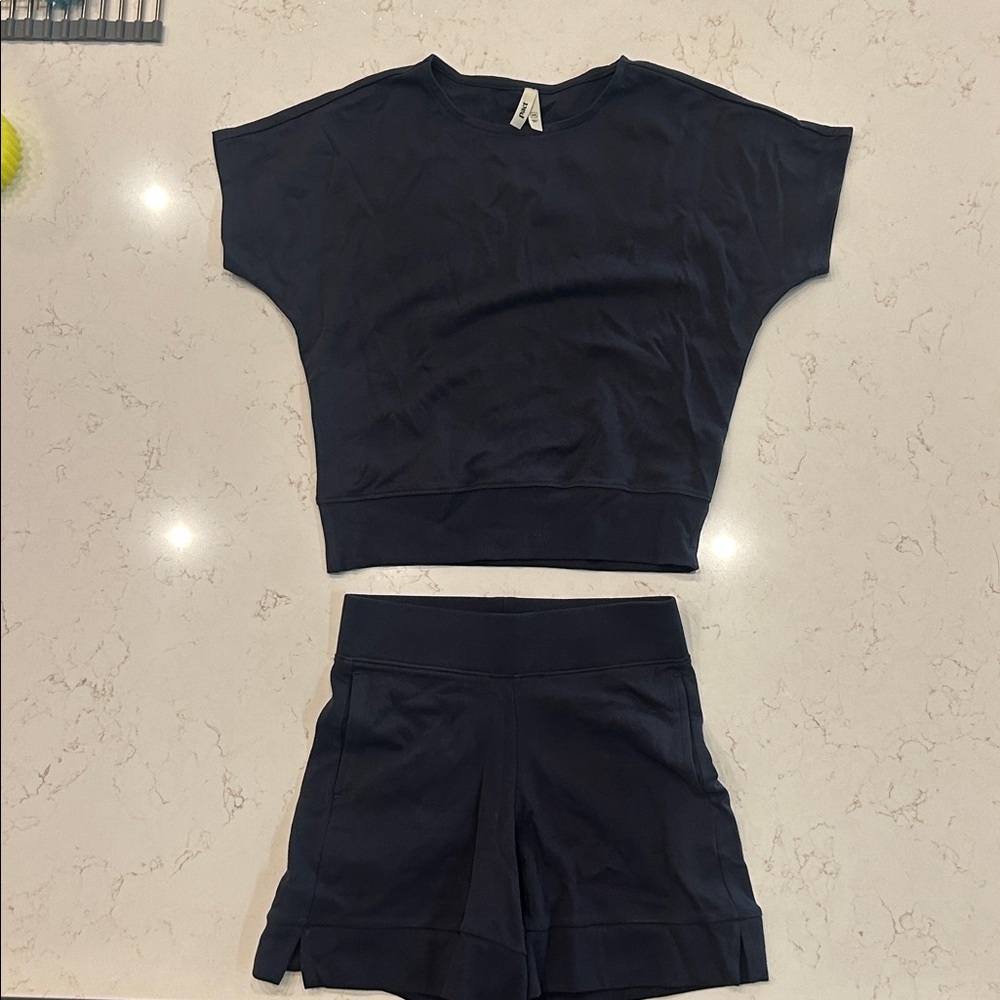 Pact Navy Blue Crop T Shirt and Shorts Set